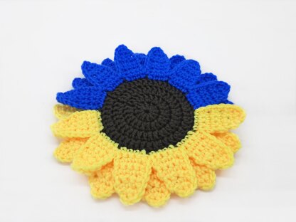 Sunflower coasters in the colors of the Ukrainian flag