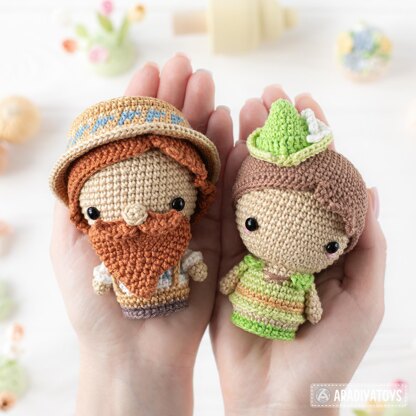 6-in-1 bee farm crochet pattern amigurumi by AradiyaToys mini kingdom beekeeper beehive basket of vegetables DIY handmade tutorial PDF file by AradiyaToys (Olka Novytska)