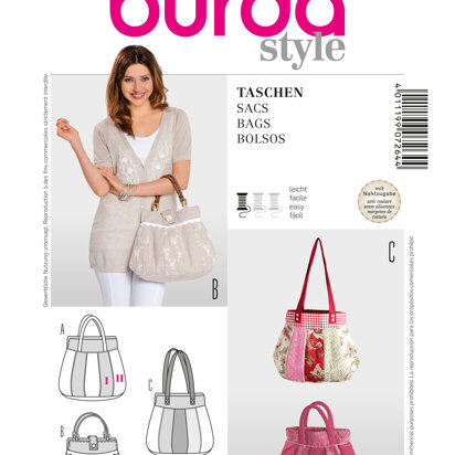 Burda Style Bag Sewing Pattern B7264 - Paper Pattern, Size one size