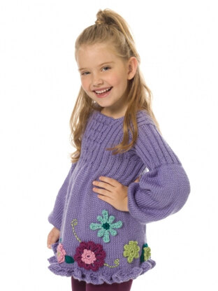 Girl's Smocked Tunic in Caron Simply Soft and Simply Soft Collection - Downloadable PDF