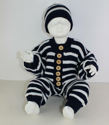 Baby Stripe Outdoors Onesie and Beanie