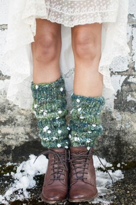 Chelsea Morning Legwarmers in Knit Collage Daisy Chain