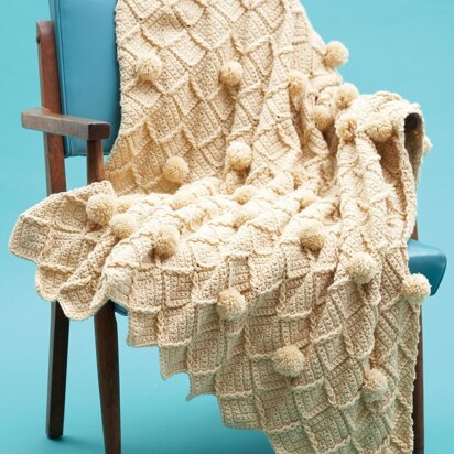 Lattice Pompom Blanket in Bernat Super Value