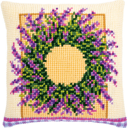 Vervaco Lavender Wreath Cushion Cross Stitch Kit - 40cm x 40cm