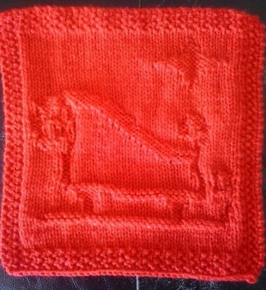 Santas Sleigh Knitted Dishcloth