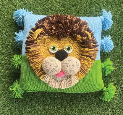 Knitted Applique Lion Cushion