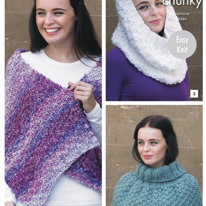 Scarf, Shoulder Wrap, Snood, Polo Shoulder Cover, Hat and Wrist Warmers in King Cole Super Chunky - 4354 - Downloadable PDF
