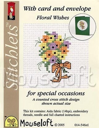 Mouseloft Floral Wishes Card Occasions Stitchlets Cross Stitch Kit - 100 x 125 x 12