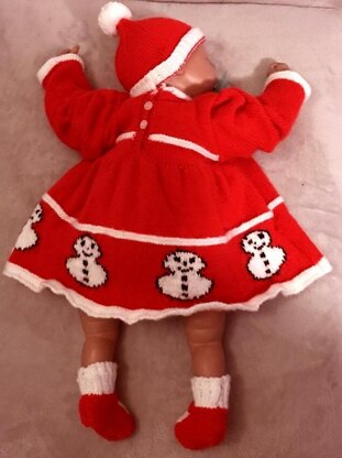 Reborn / Baby Christmas Snowman Dress,Hat & Booties
