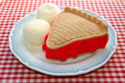 Crochet Pattern for A Slice of Cherry Pie / Cake & Vanilla Ice Cream - Crocheted Play Food