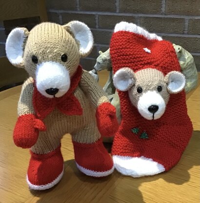 Christmas stocking and teddy set