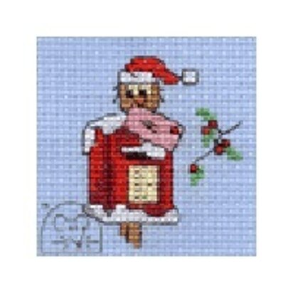 Mouseloft Christmas Card Stitchlet - Christmas Post Owl Cross Stitch Kit - 64mm