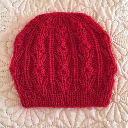 Red Hat with Tulips - knitting pattern