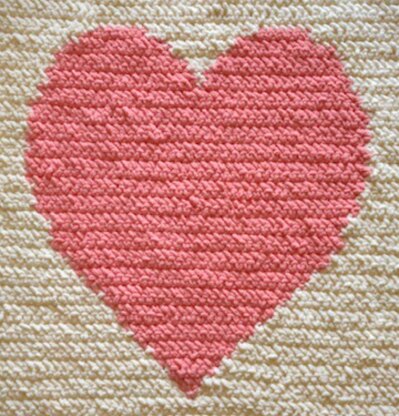 Chunky Intarsia Heart Baby Blanket
