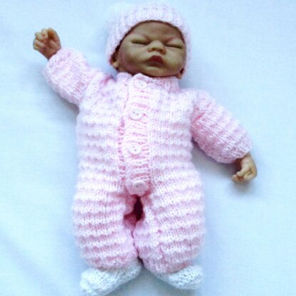 Knitting pattern 10 inch Dolls all in one suit, Hat and Boots