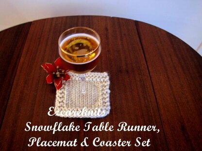 Snowflake Table Runner, Placemat, Coaster Set