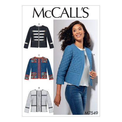 McCall's Misses' Open-Front, Banded Jackets with Yokes M7549 - Sewing Pattern