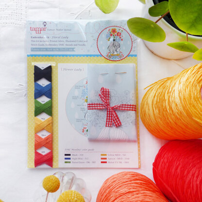Tamar Floral Lady Embroidery Kit - 6in