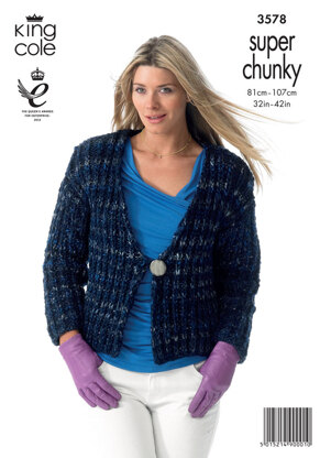 Slip Stitch Jackets and Snood in King Cole Gypsy Super Chunky - 3578