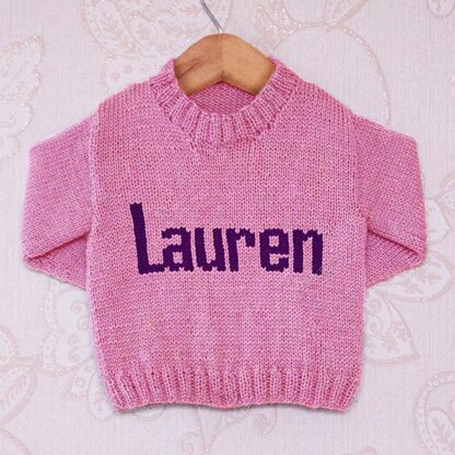 Intarsia - Lauren Moniker Chart - Childrens Sweater