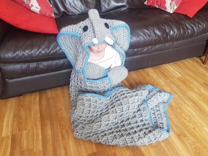 2in1 Safari Elephant Hooded Blanket Crochet Pattern