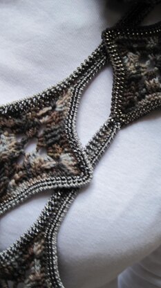Bead Crocheted Scarf:  Not Your Granny's Granny Square Scarf