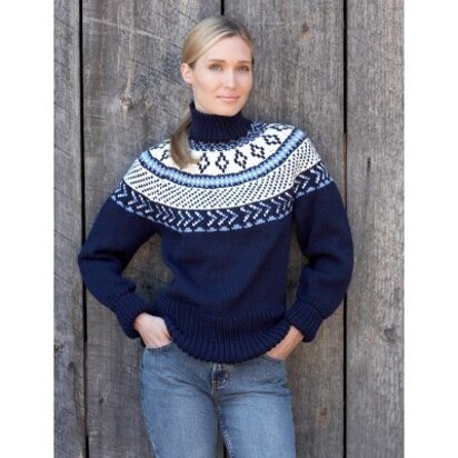 Fair Isle Yoke Pullover in Bernat Super Value - #429 - Downloadable PDF