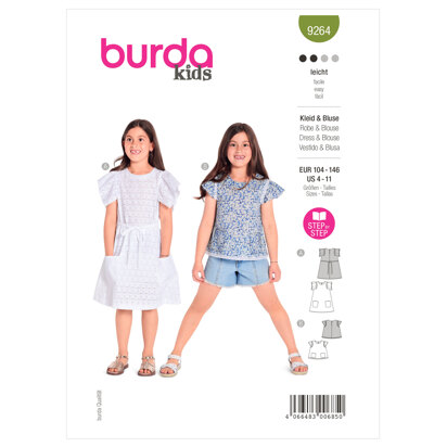 Burda Style Kids Dress / Blouse B9264 - Paper Pattern, Size 104 - 146