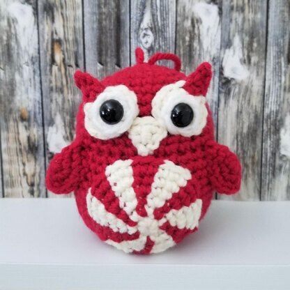 Peppermint Owl Ornament