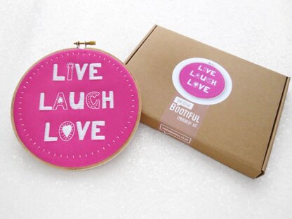 Ohsewbootiful Live, Laugh, Love Printed Embroidery Kit
