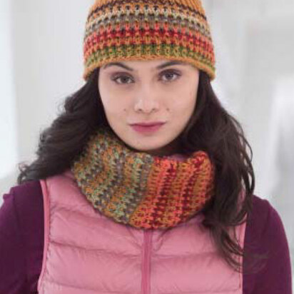 Shaded Mosaic Cowl And Hat in Lion Brand Vanna's Choice