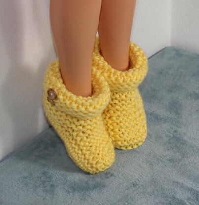 Ladies Super Chunky 2 Button Cuff Slipper Boots