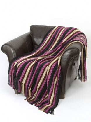 Textured Stripes Throw in Caron Simply Soft - Downloadable PDF