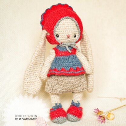 Crochet Pattern - Doll Clothes - Outfit Cute Little Girl for Bunny toy