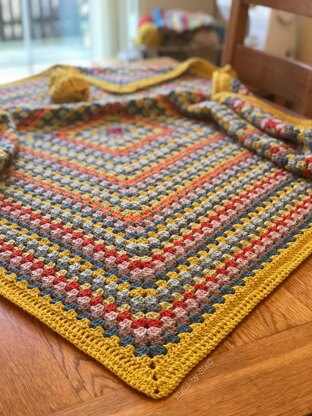 Mustard Granny Square Blanket