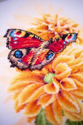 Lanarte Fluttering Butterfly Counted Cross Stitch Kit - PN-0194926