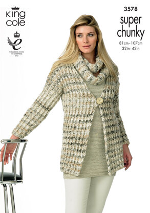 Slip Stitch Jackets and Snood in King Cole Gypsy Super Chunky - 3578