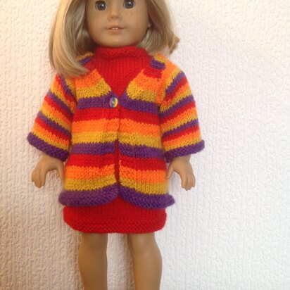 Coat of many colours and matching dress for 18 inch doll