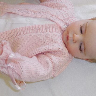 Baby girls sweater with detailed bodice and frilled hemline and cuffs - P025