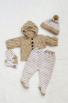 Knitting pattern baby set UK & USA Terms #217