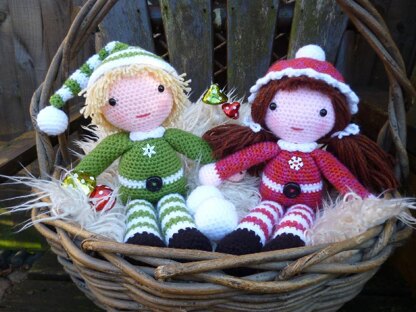 Beau and Belle Christmas Winter Dolls, Amigurumi Crochet Pattern