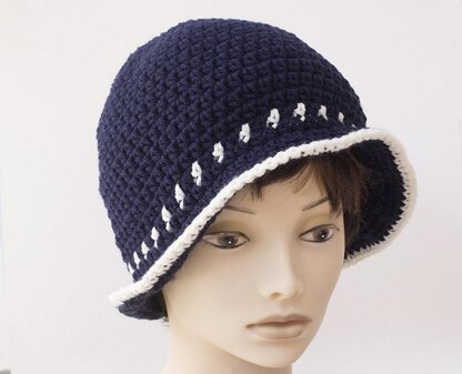 Two Color Flapper Cloche Hat