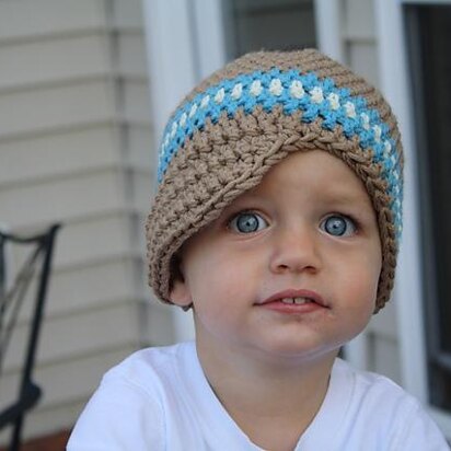 Newsboy Hat with Sky Blue and White Stripes