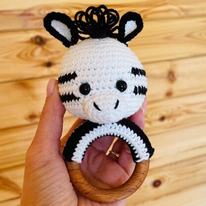 Safari zebra rattle with ring