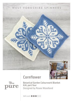 Bo Peep Pure Botanical Garden Blanket KAL - Cornflower in West Yorkshire Spinners - WYSKAL04C - Downloadable PDF