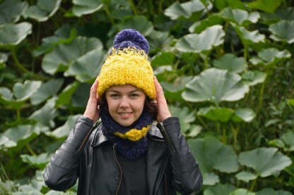 Purple Yellow Hat and Cowl