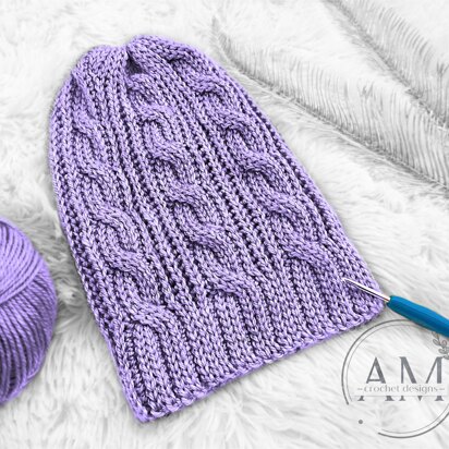 3D cables knit-look beanie