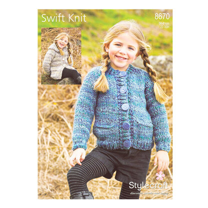 Cardigan and Hoodie Jacket in Stylecraft Swift Knit - 8670 - Leaflet