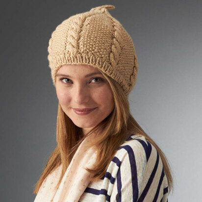 Cabled Beret in Caron Simply Soft - Downloadable PDF