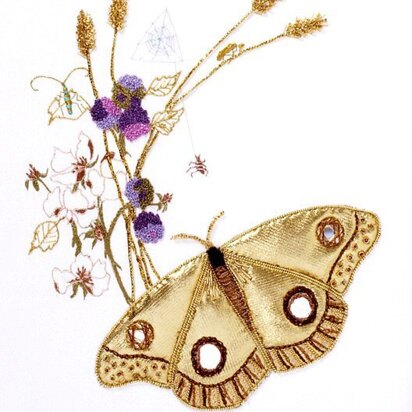 Rajmahal Goldwork Moth Printed Embroidery Kit - 18 x 20cm